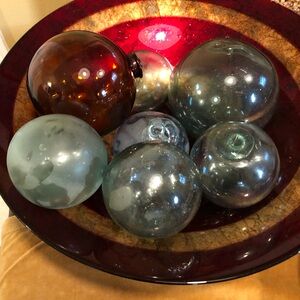 Japanese Vintage Blown Glass Rare Colors Sphere Buoy Floating Fishing Floats (7)